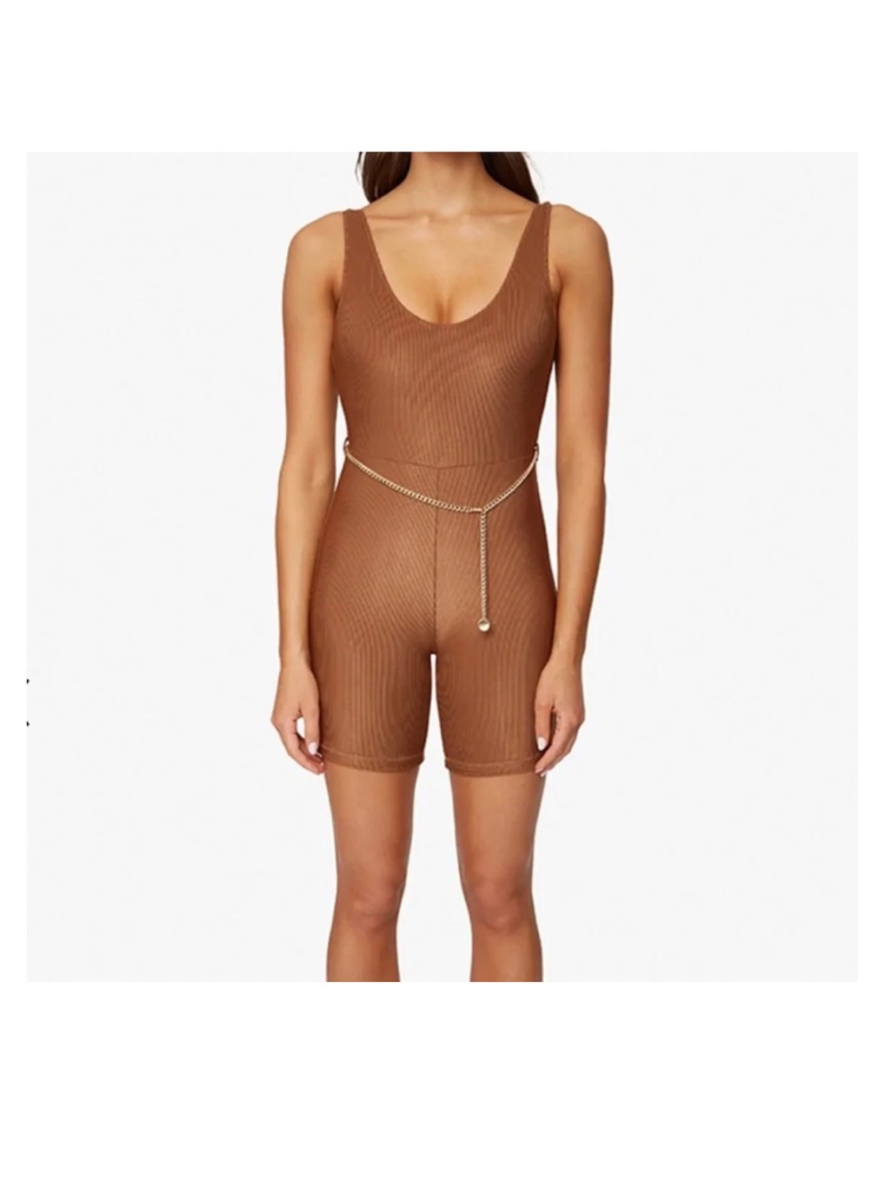 NWOT WeWoreWhat X Revolve brown ribbed jumpsuit
